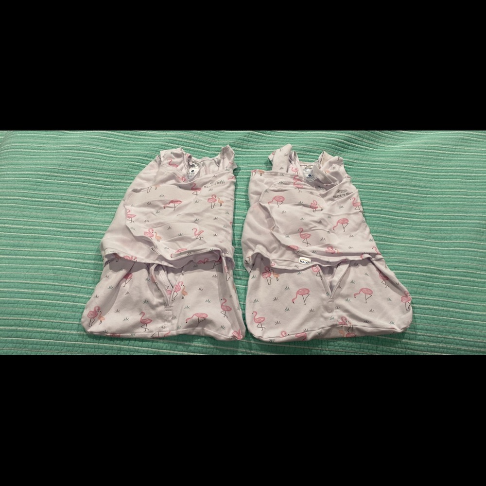 2 Newborn halo sleep sacks.